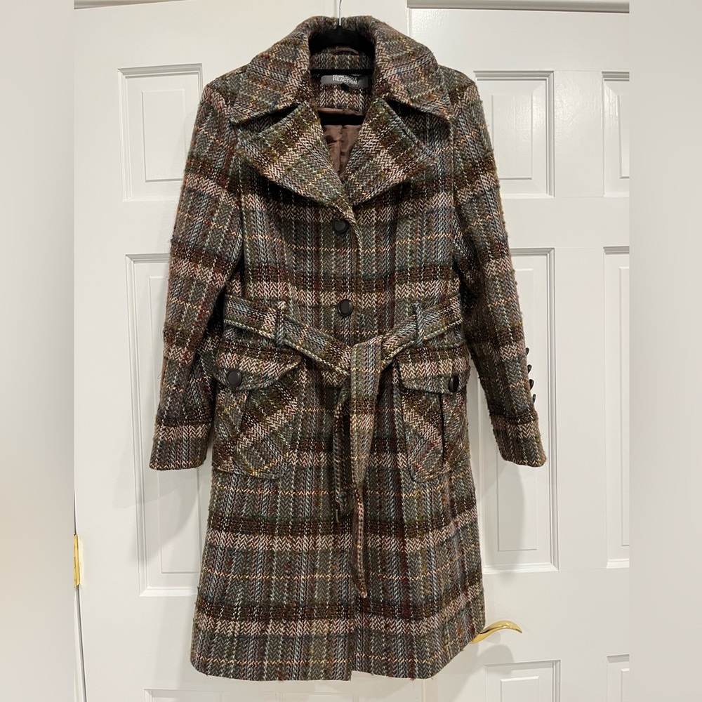 Kenneth Cole wool blend tweed coat